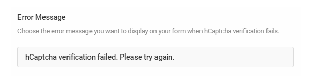 Customize error message in hCAPTCHA field in Forminator