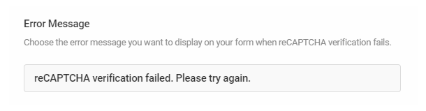 Customize error message in Google reCAPTCHA field in Forminator