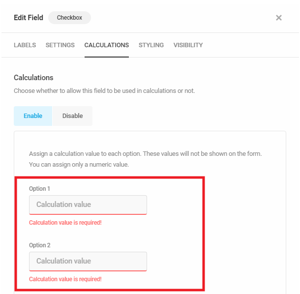 Enable option in a Forminator Checkbox field to use in calculations