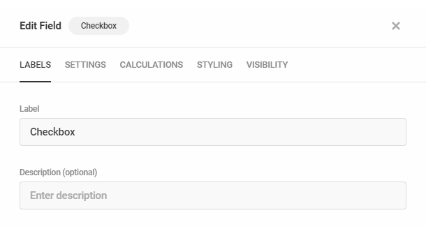 Checkbox field labels