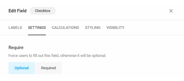 Checkbox field settings - required