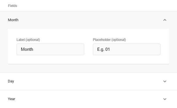 Field label options in Forminator Datepicker field