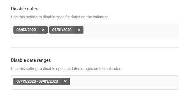 Disable dates or date ranges in Forminator Datepicker field