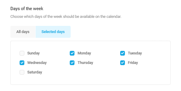 Set available weekdays in Forminator Datepicker field