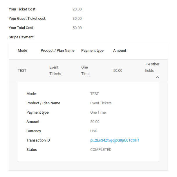 Payment info submitted from a Forminator form
