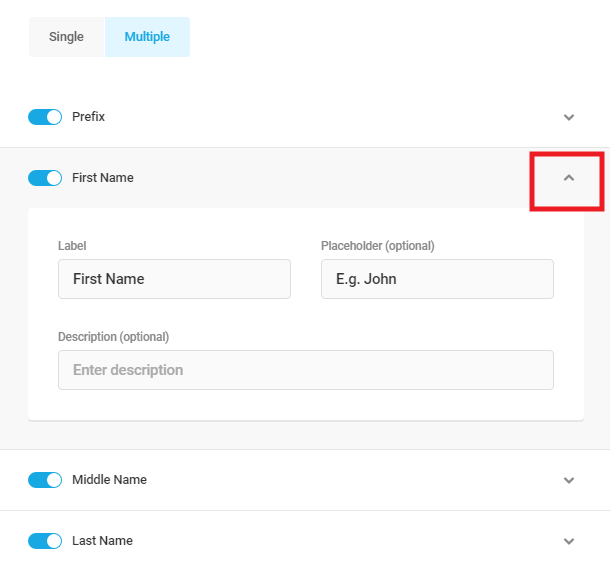 Using multiple name option for Forminator Name field