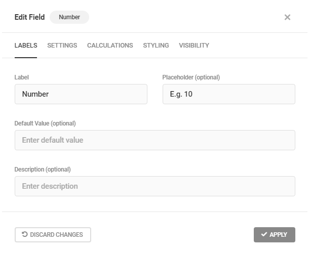 Edit Number field labels in Forminator