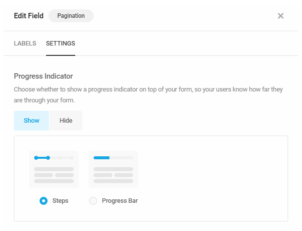 Set progress indicator for pagination in a Forminator form