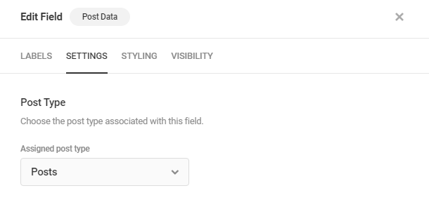Select post type in Forminator Post Data field