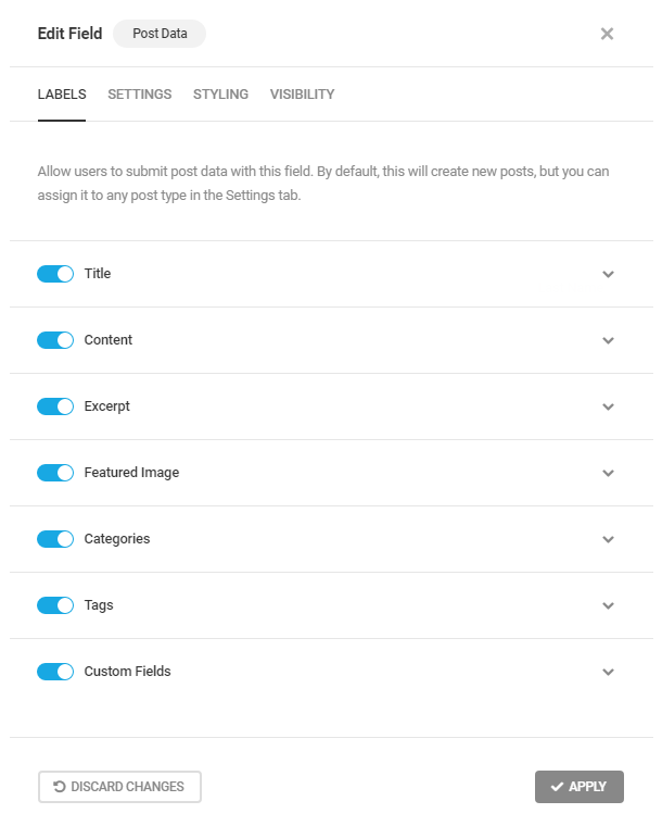Available post data fields in Forminator