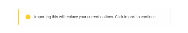 Import options via csv notice