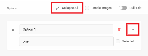 Expand/collapse all Radio field label options