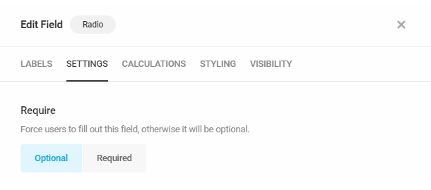 Radio button settings - required