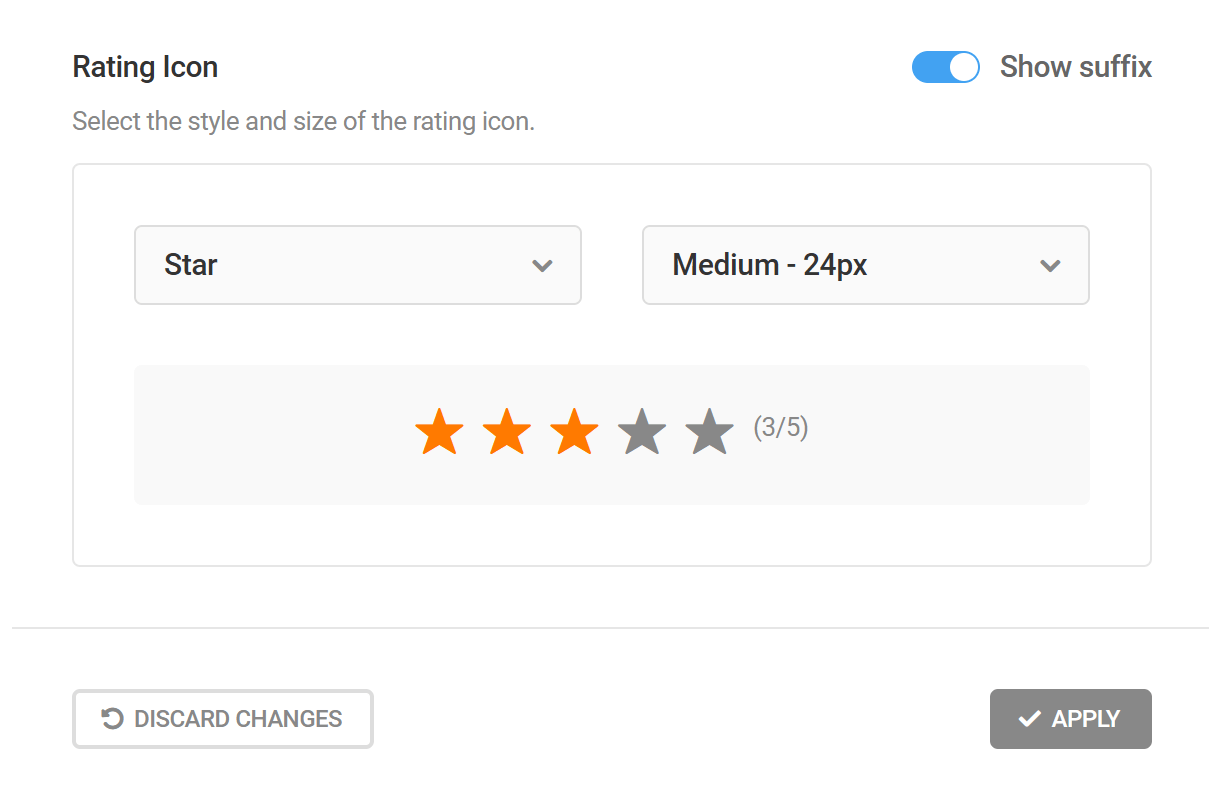 Adjust settings in a rating field