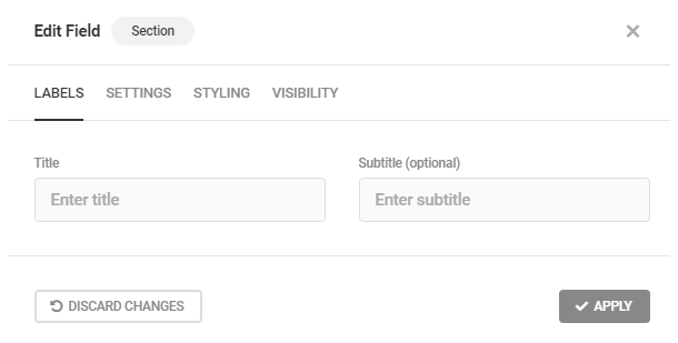 Edit Section field labels in a Forminator form