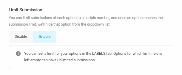 Limit submission per select field option