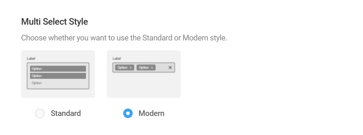 Choose the style for a multi select field