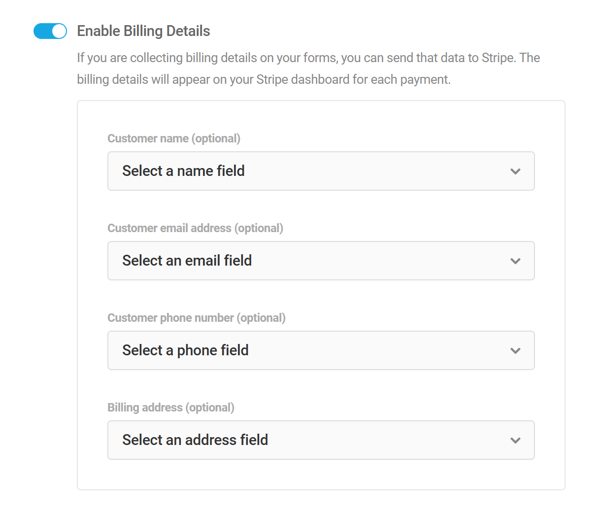 Stripe billing details