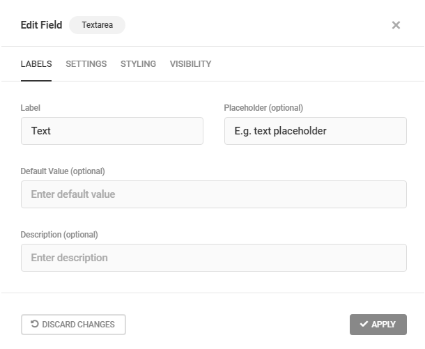 Edit Textarea field labels in Forminator