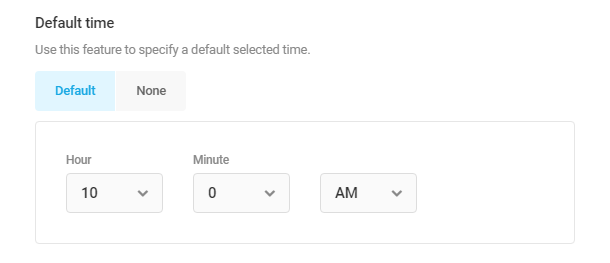 Set a default time in a Forminator Timepicker field