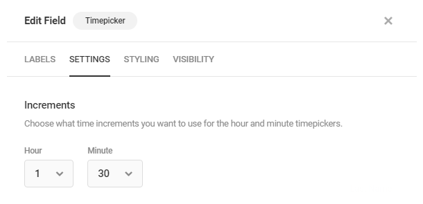 Set time increments in a Forminator Timepicker field