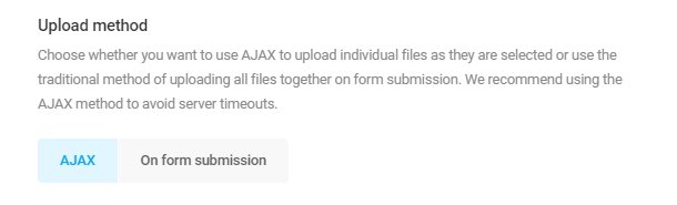 Select upload method in Forminator File Upload field