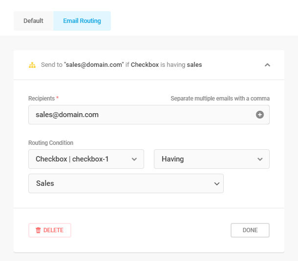 Route Forminator form email notifications conditionally based on user input