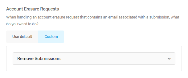 Handling form submission data in Forminator when users request account erasure