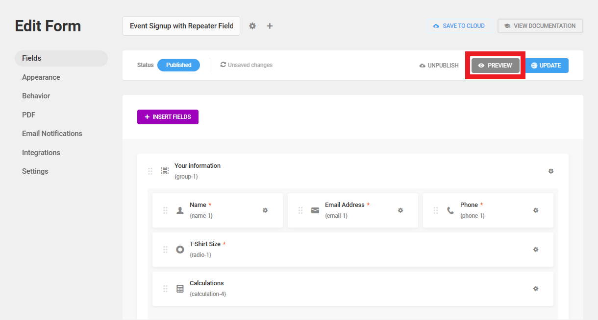 Preview a form in Forminator