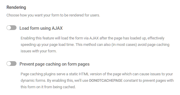 Form rendering options in Forminator