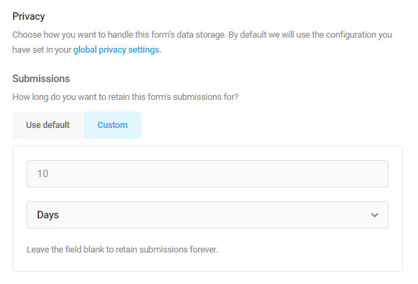 Adjust form submission retention time in Forminator