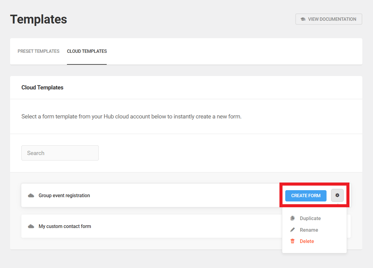 Create a form from a custom template in Forminator