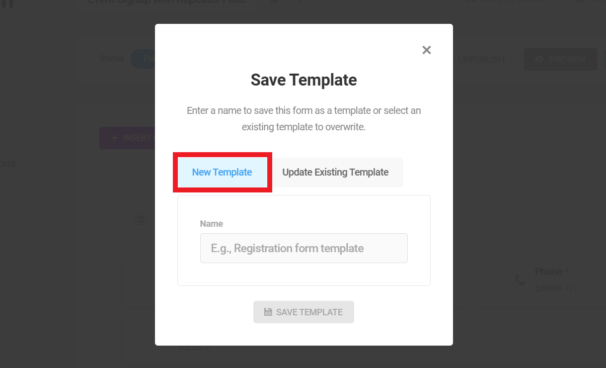 Create a new custom template from a Forminator form