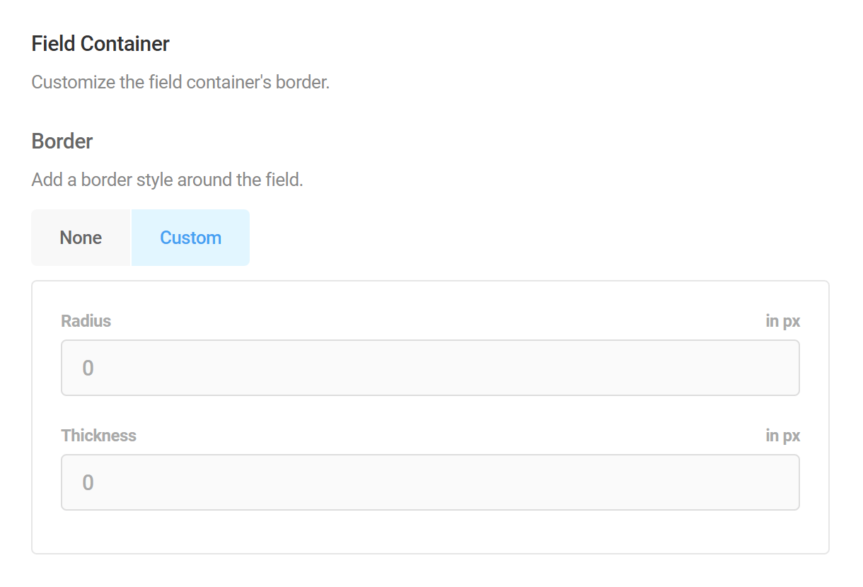 Field container appearance options in Forminator