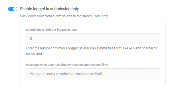 Enable logged-in-only option in Forminator form