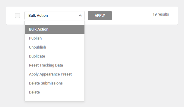 Apply bulk actions to Forminator forms