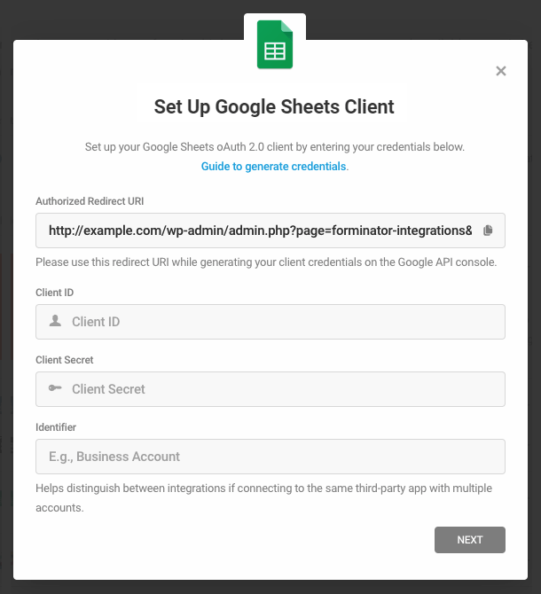 Integrate Google Sheets with Forminator