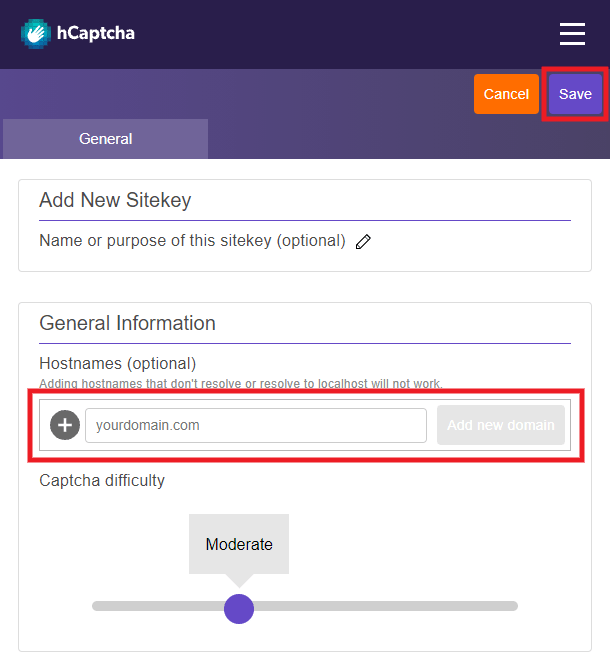 Set domain for hCAPTCHA