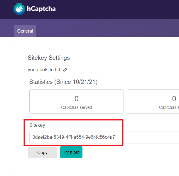 Get hCAPTCHA site key