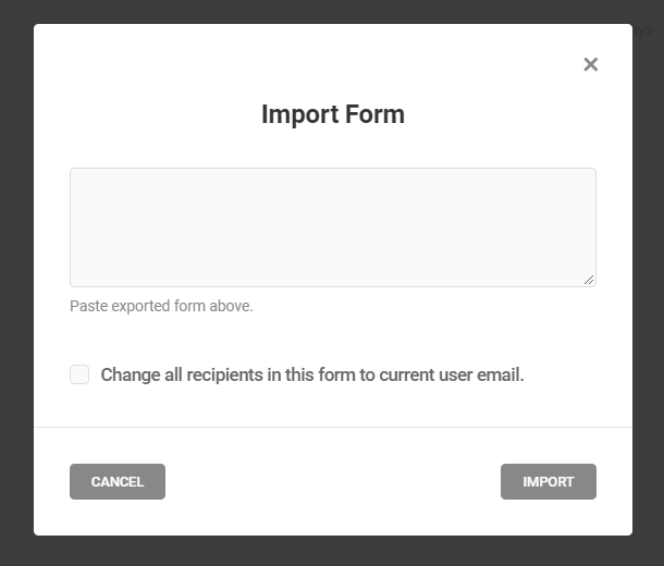 Paste form code for import in Forminator