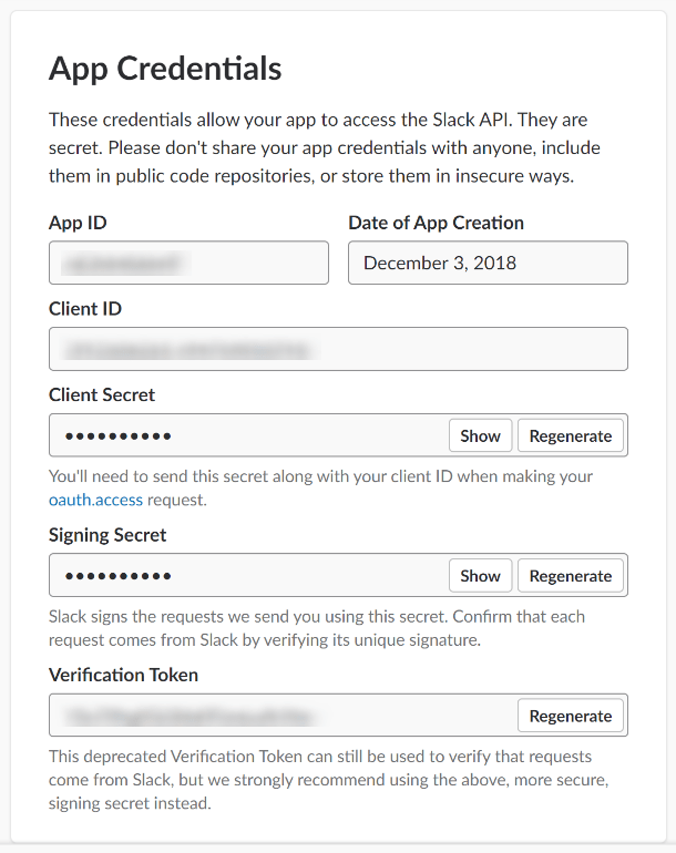 Get Slack app credentials for integration in Forminator
