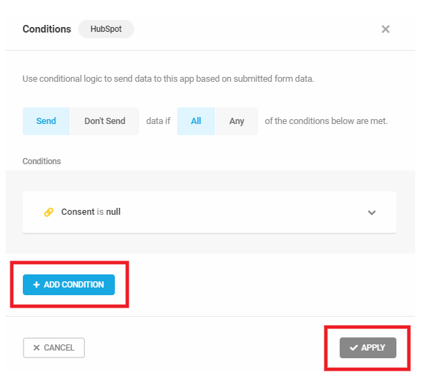 Example of sending data conditionally to 3rd-party apps in Forminator