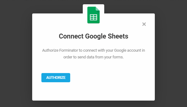 Authorize Google sheets integration in Forminator