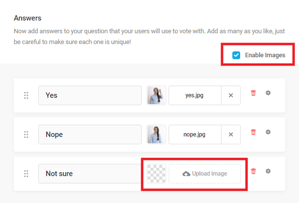 Add images to poll answers