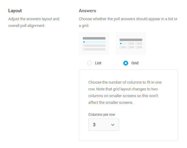 Grid layout options for Forminator polls