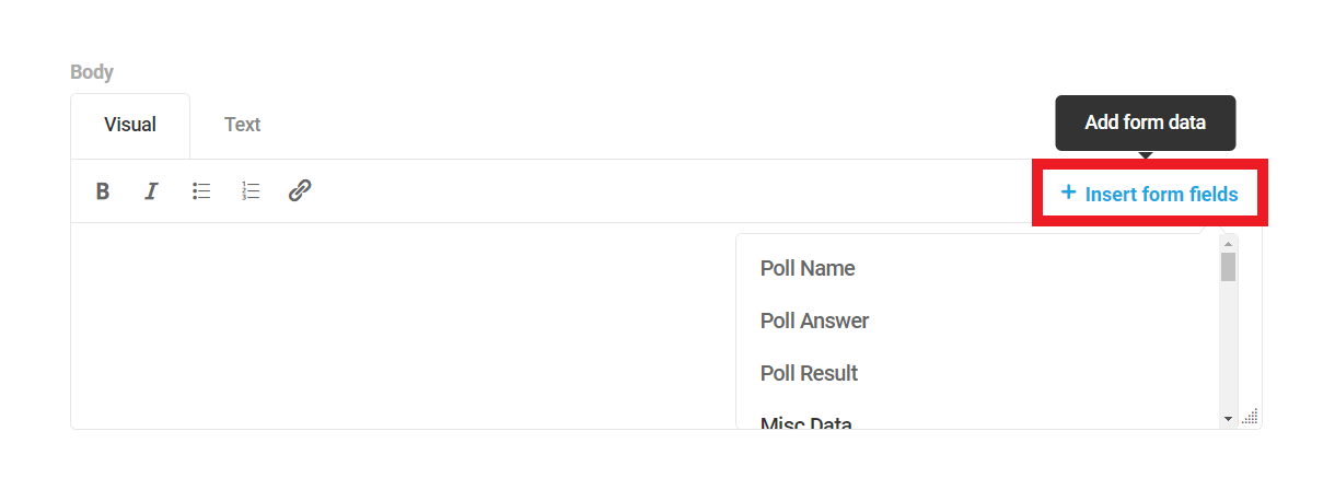 Insert merge tag in poll
