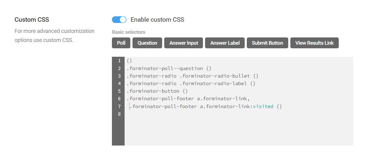 Style a Forminator poll with custom CSS