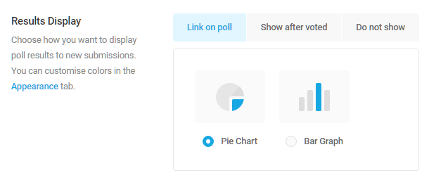 Results display options in Forminator poll