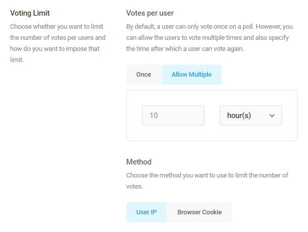 Set voting limits in Forminator poll