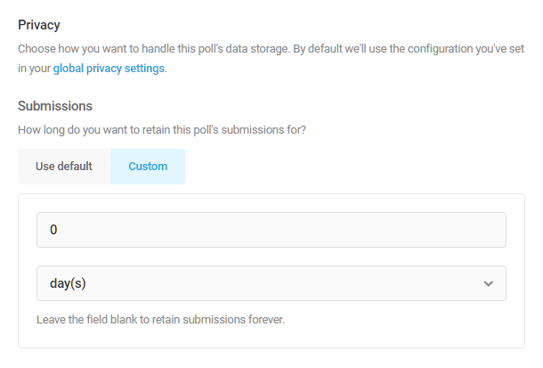 Set data storage duration in Forminator poll